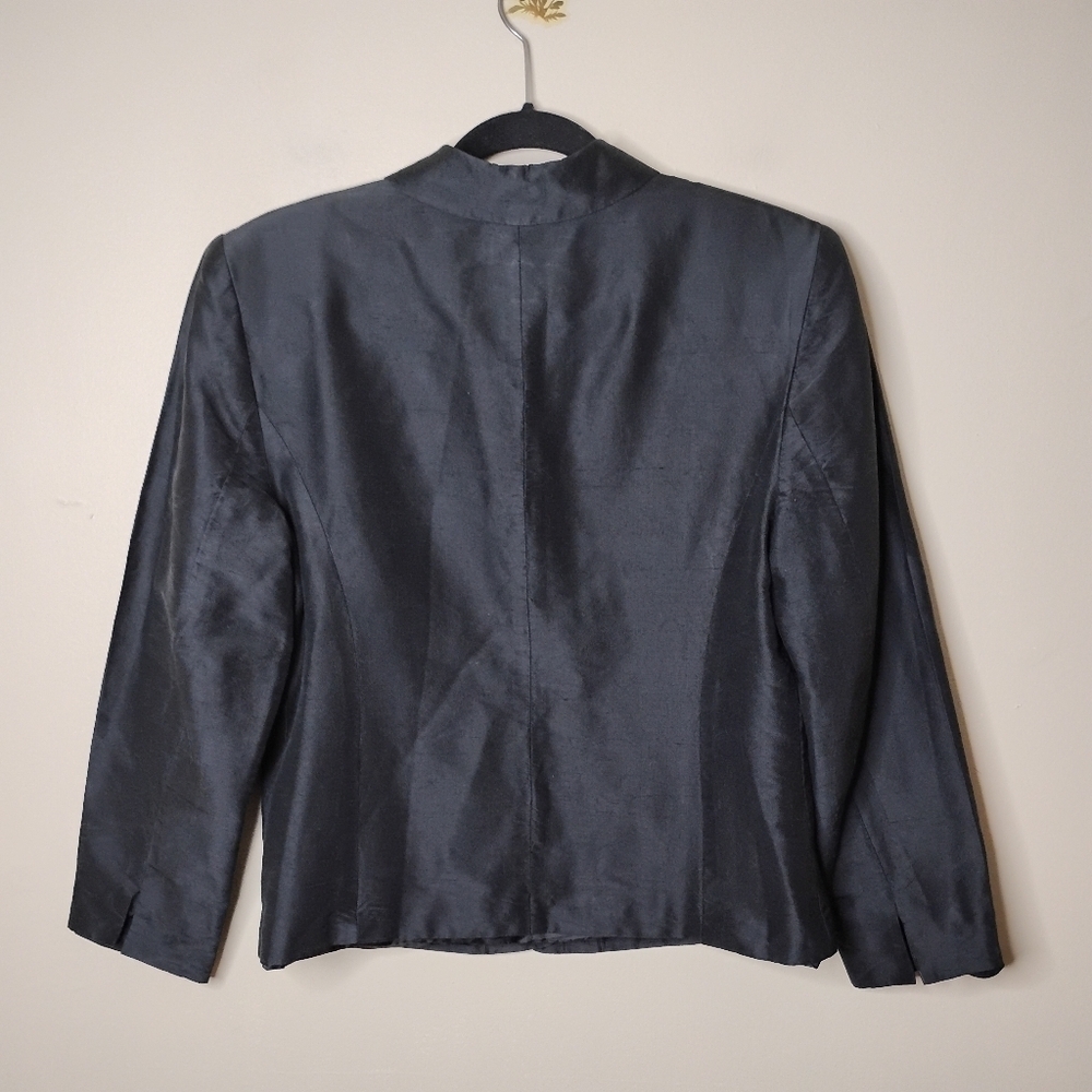 Talbots 100% Pure Silk Black Blazer Jacket Size 8 - Picture 4 of 7